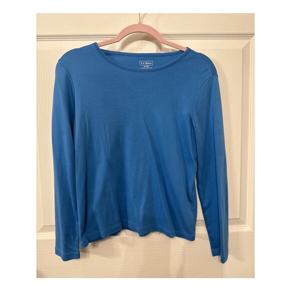 LL Bean 100% Supima Cotton Women's Long Sleeve Tee in Sky Blue, SP - Picture 1 of 5